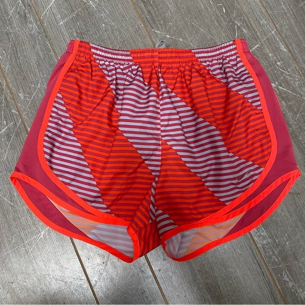 Nike Dri-Fit Tempo Running Shorts Lined Hidden Pocket Stripes Multicolor Medium